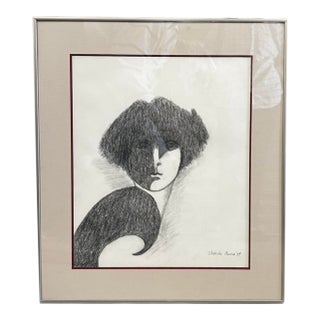 Pencil Drawing of a Woman - Artist Valleda Owen 1994 For Sale