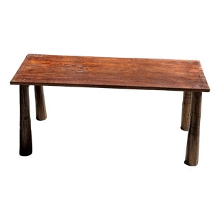 Vintage Indonesian Brown Teak Coffee Table with Tapered Legs, 1980s For Sale