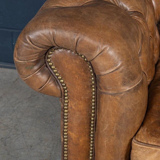 21st Century English Brown Leather Chesterfield Armchair by Halo For Sale - Image 9 of 18