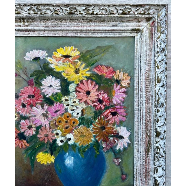 1940s Wpa Suffragist Artist Adele Clark Framed Rare Floral Impressionist Oil Painting For Sale - Image 13 of 18