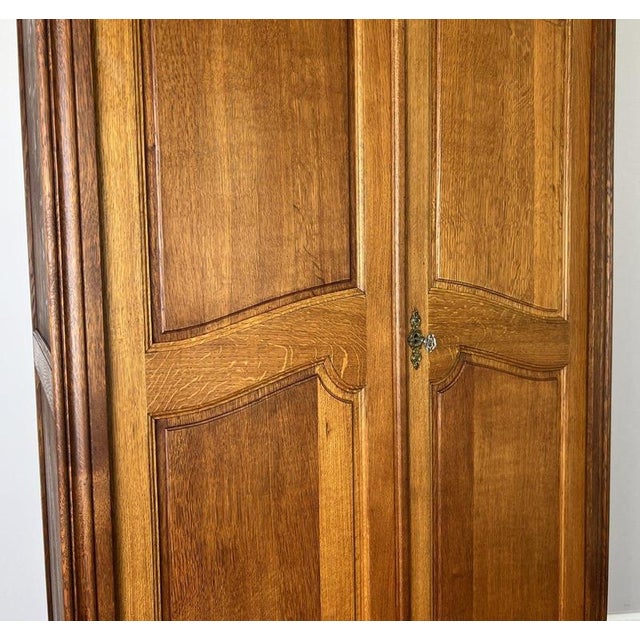 Antique French Carved Oak 2-Door Wardrobe For Sale - Image 5 of 14