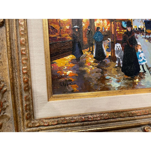 Gray Pair of Mid-Century Paris Street Scene Oil Paintings Signed Robert Lebron For Sale - Image 8 of 18