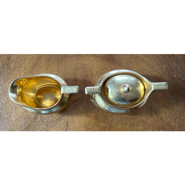 vintage all-over gold porcelain creamer and covered sugar bowl set, manufactured by R.S. Tillowitz (Reinhold...