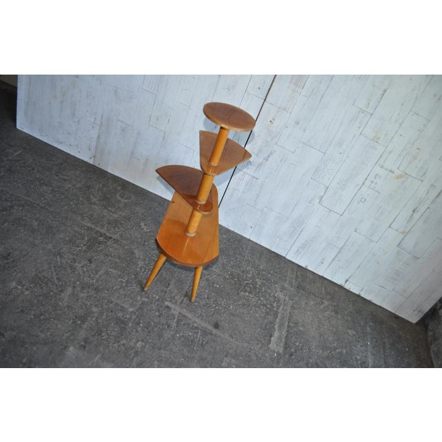 Vintage Wood Plant Stand, 1950s For Sale - Image 4 of 5