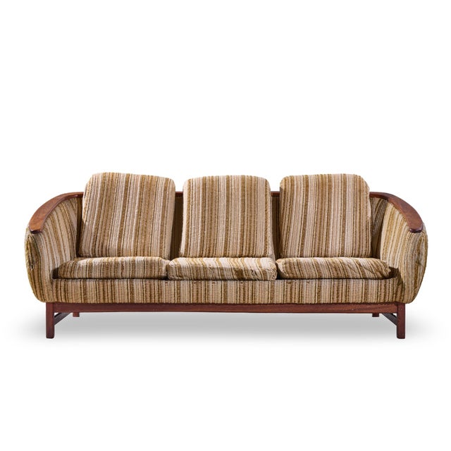 R Huber Mid Century Teak Sofa This sofa measures: 79 wide x 36 deep x 31 inches high, with a seat height of 15 and arm...