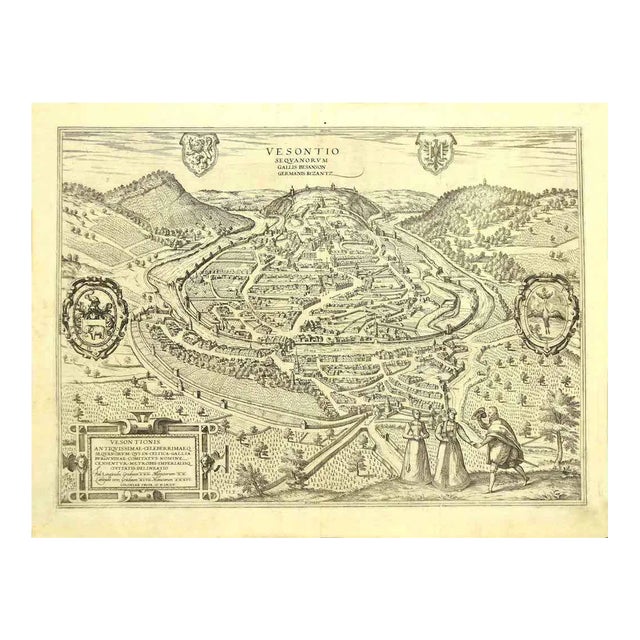 Franz Hogenberg - View of Vesontio - Etching - Late 16th Century For Sale