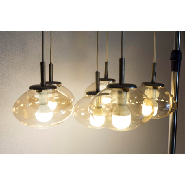 Cascade Chandelier with 6-Light Smoked Glass Drops, 1960s For Sale - Image 11 of 18