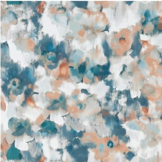Kravet Marissa Teal/Spice Fabric Remnant For Sale