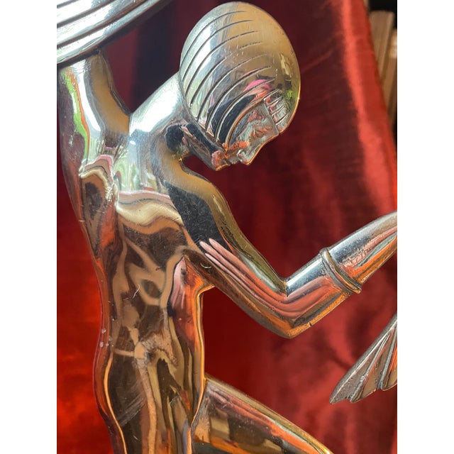 Metal Janlé, Nude Figurative Composition, 1920s, Bronze, Chrome Plating & Granite For Sale - Image 7 of 15