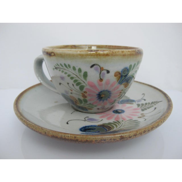 Incredibly sweet Vintage Ken Edwards Mexican pottery, coffee or tea cup and saucer from the El Palomar studio in Tonalá,...