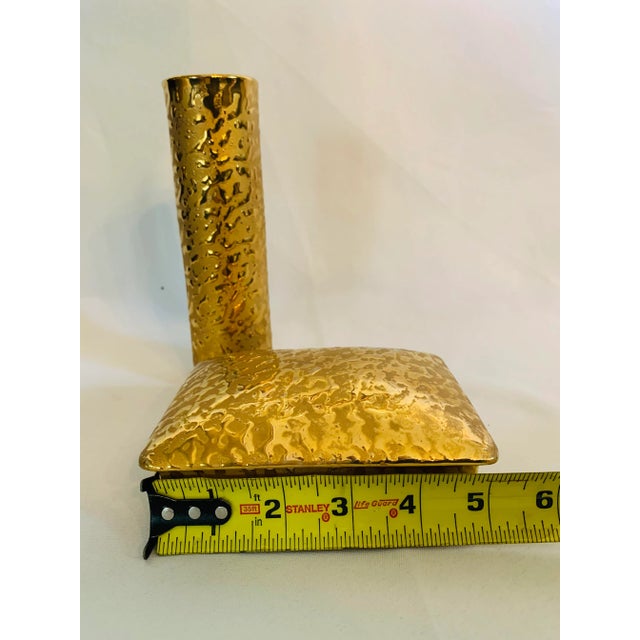 1970s 22 Kt Gold Ceramic Bud Vase and Trinket Box Vanity Set - 2 Pieces For Sale - Image 11 of 13