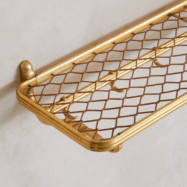 Austrian Brass + Rope Wall-Mounted Coat Rack, 1960s For Sale - Image 4 of 9