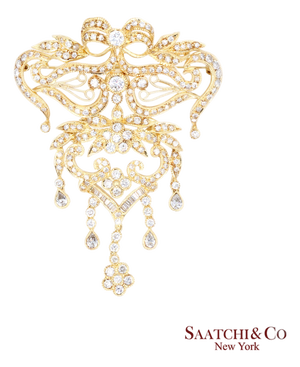18k (750) Yellow Gold Natural Diamond Convertible Pendant and Brooch