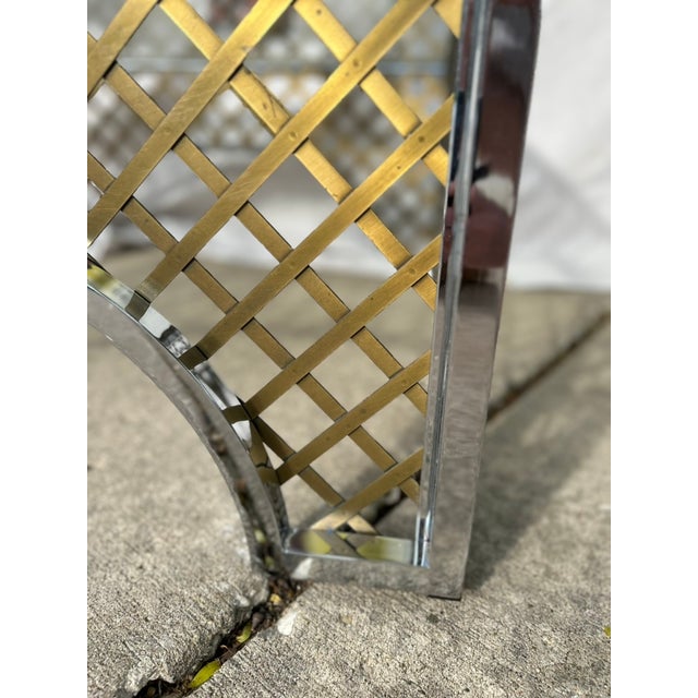 1970s 1970s Hollywood Regency Two-Tone Chrome & Brass "Cloister" Square Cocktail Table Attributed to Mastercraft For Sale - Image 5 of 9