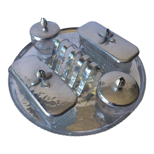 Vintage Lazy Susan Rodney Kent Hammered Aluminum Breakfast Set Set of 6 Chairish