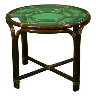 Round Rattan Fretwork Table For Sale