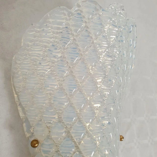Glass Pair of Opaline Murano Glass Sconces 1970s For Sale - Image 7 of 11