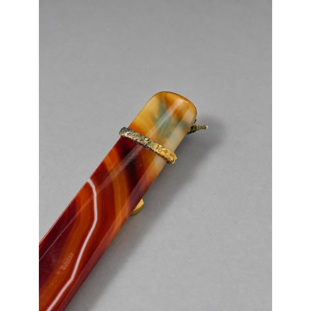 Late 19th Century Golf Themed Scottish Banded Agate and Gilt-Metal Letter Opener, Circa 1880 For Sale - Image 5 of 6