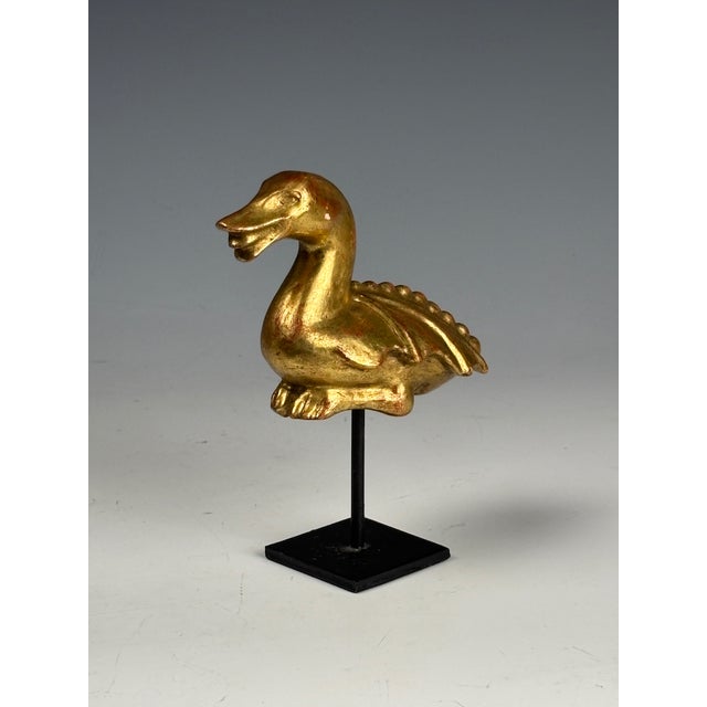 Antique Folk Art Giltwood Mythical Duck Sculpture, 1850 For Sale - Image 9 of 12