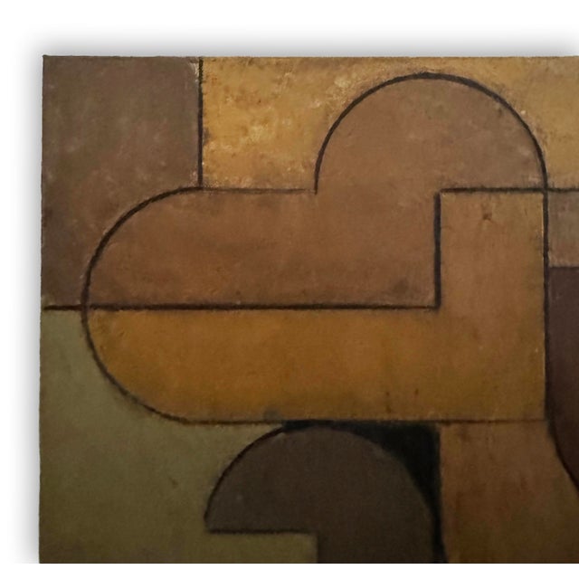 Contemporary Geometric Abstract Oil and Cold Wax Painting Small Square Study Earth Tones by Stephen Cimini For Sale - Image 4 of 6