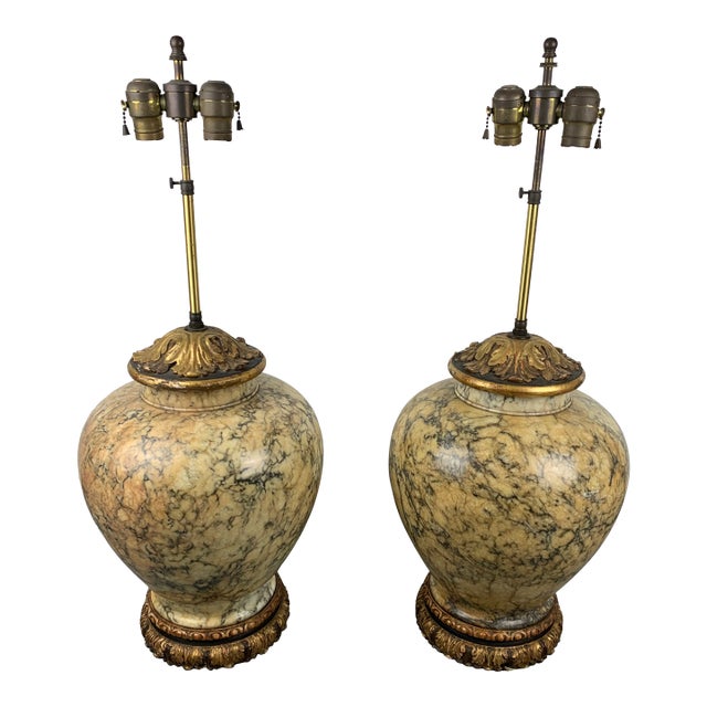 Vintage Onyx Table Lamps, Set of 2 For Sale