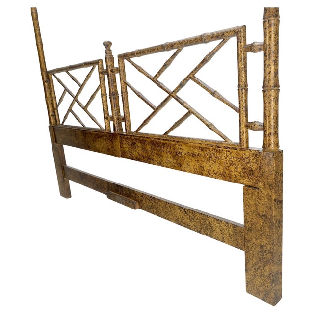 Faux Bamboo c1970s Tortoise Finish King Size Decorative Headboard Bed MINT!