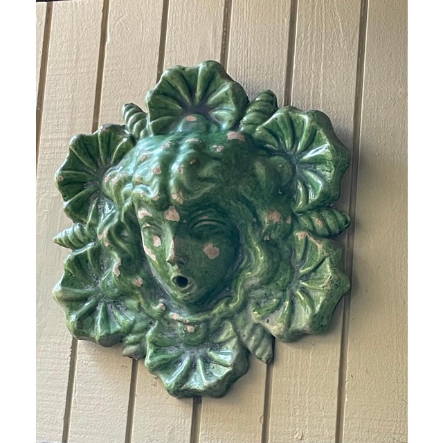French Early 21st Century Glazed Green Ceramic Anduze Nymph Garden Ornament For Sale - Image 3 of 3