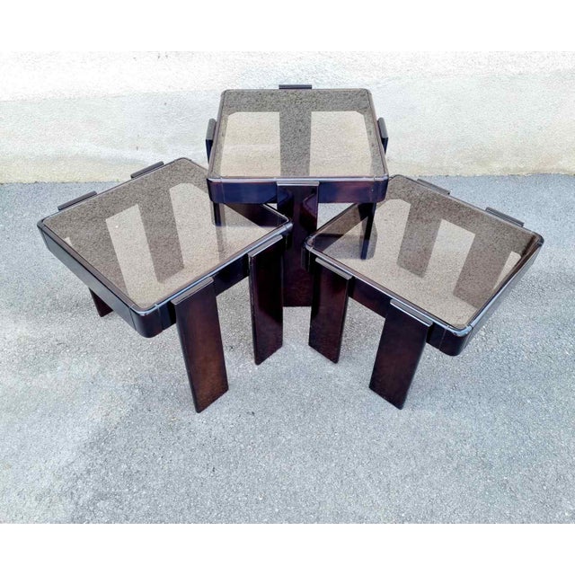 Mid-Century Nesting Tables by Gianfranco Frattini for Meblo, Italy, 1970s, Set of 3 For Sale - Image 11 of 13