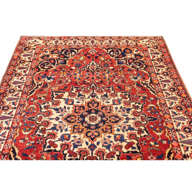 Semi-Antique Hand-Knotted Persian Bakhtiari Rug 5'5" X 8'9" For Sale - Image 4 of 18