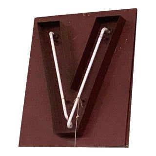 Large Vintage Neon Marquee Letter "V" From Pan-Pacific Auditorium For Sale