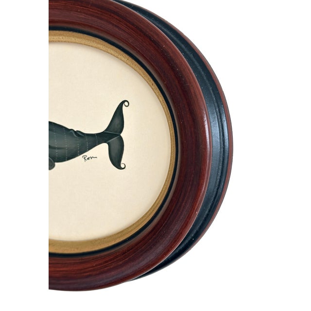 Original Hand-Painted Whale Painting, Framed For Sale - Image 4 of 4