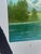 Up for consideration is a beautiful vintage riverside and mountains landscape painting with colorful bushes on canvas....