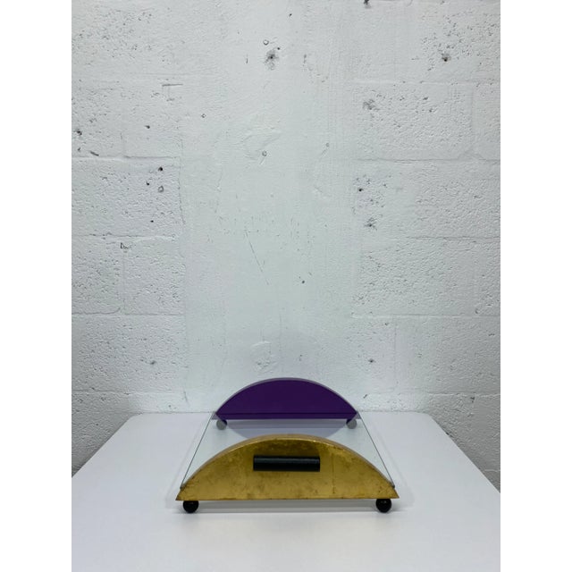Postmodern Postmodern Design Glass and Wood Tray by Thor, 1996 For Sale - Image 3 of 12