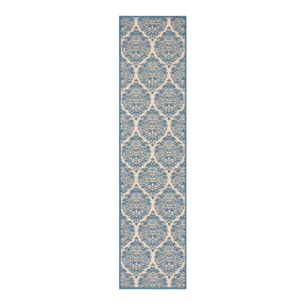 Diver Bay Indoor Outdoor Rug Cream & Blue 2'x8' | Chairish