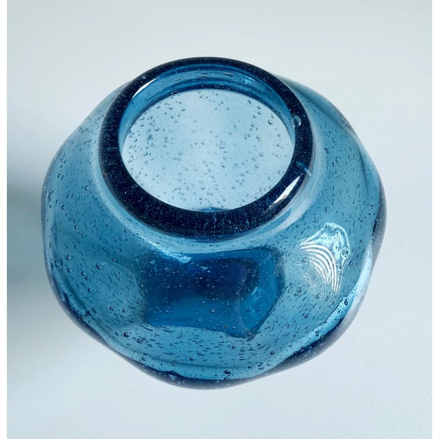 Rustic European Vintage Biot France Bubble Glass Footed Bud Vase For Sale - Image 3 of 8