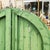 1950s Rounded Double-Leaf Door in Green Painted Fir For Sale - Image 5 of 18