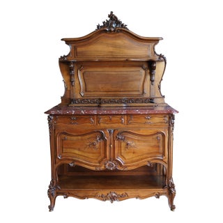 Antique French Marble Top Louis XV Buffet For Sale