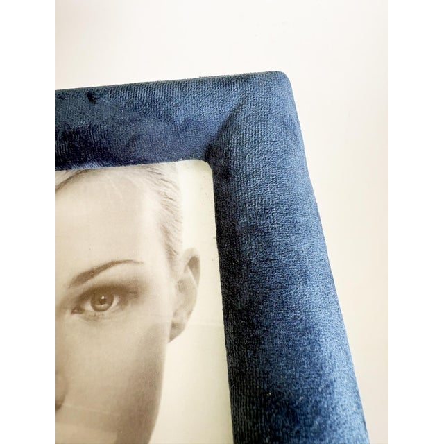 1990s Blue Velvet and Glass Frames, France, 1990, Set of 2 For Sale - Image 5 of 12