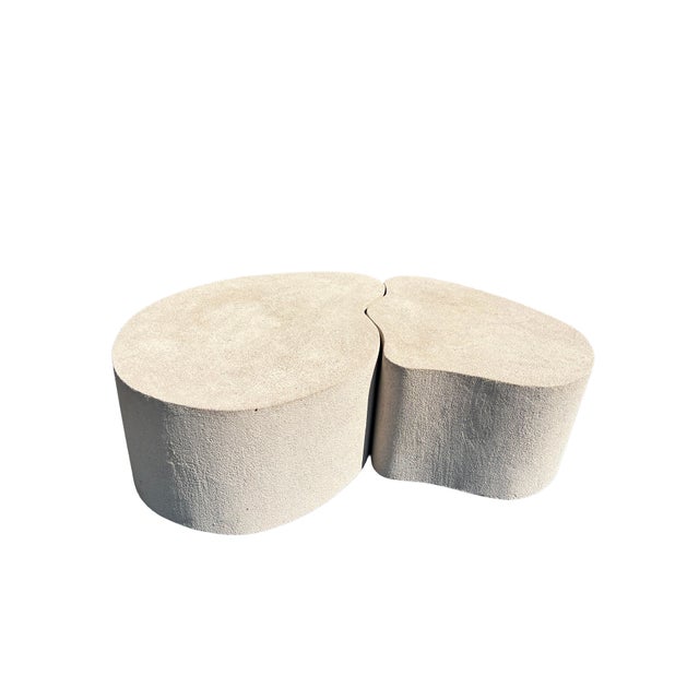 Cream Vintage Modern Designer Kidney Form Puzzle Coffee Table 2 Piece Set For Sale - Image 8 of 9