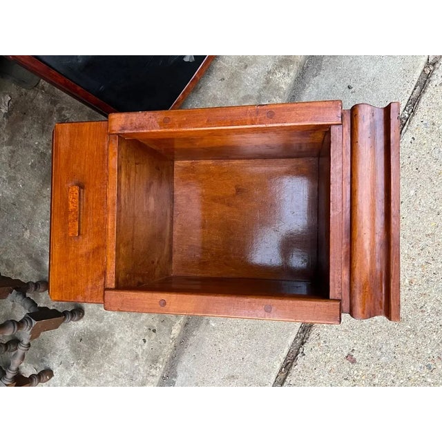 Art Decor Style Mahogany Burled Wood Open Space Bedside Table or Side Cabinet. For Sale - Image 10 of 11