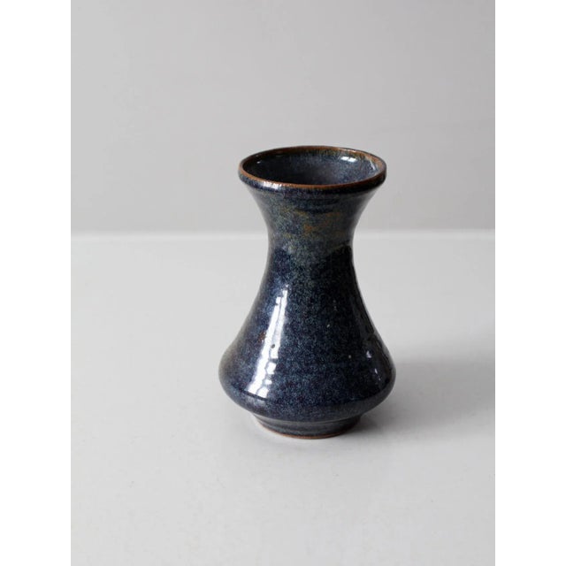 Blue Vintage Studio Pottery Vase For Sale - Image 8 of 9