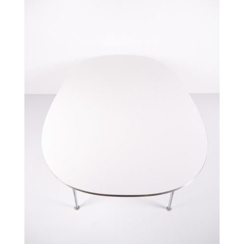Vintage Ellipse Model B614 Dining Table with White Laminate by Arne Jacobsen for Fritz Hansen, 1980s For Sale - Image 3 of 11