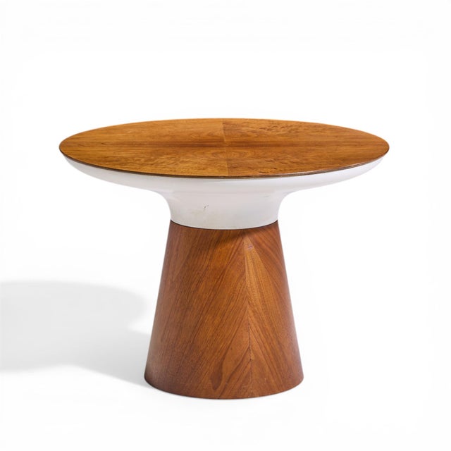 Mid 20th Century Frank Rohloff for Brown Saltman Mid Century Tulip Walnut Pedestal Side Table For Sale - Image 5 of 7