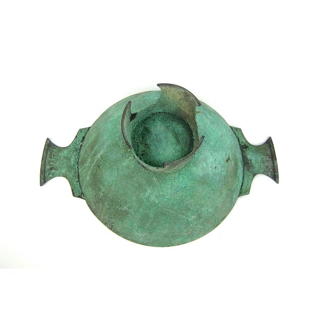 Metal Marie Zimmermann Large Centerpiece Bowl With Encrusted Verdigris Patina For Sale - Image 7 of 10
