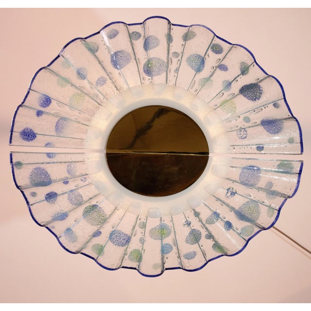 Blue Blue Murano Glass Pendant in the Shape of a Fan, 1970s For Sale - Image 8 of 12