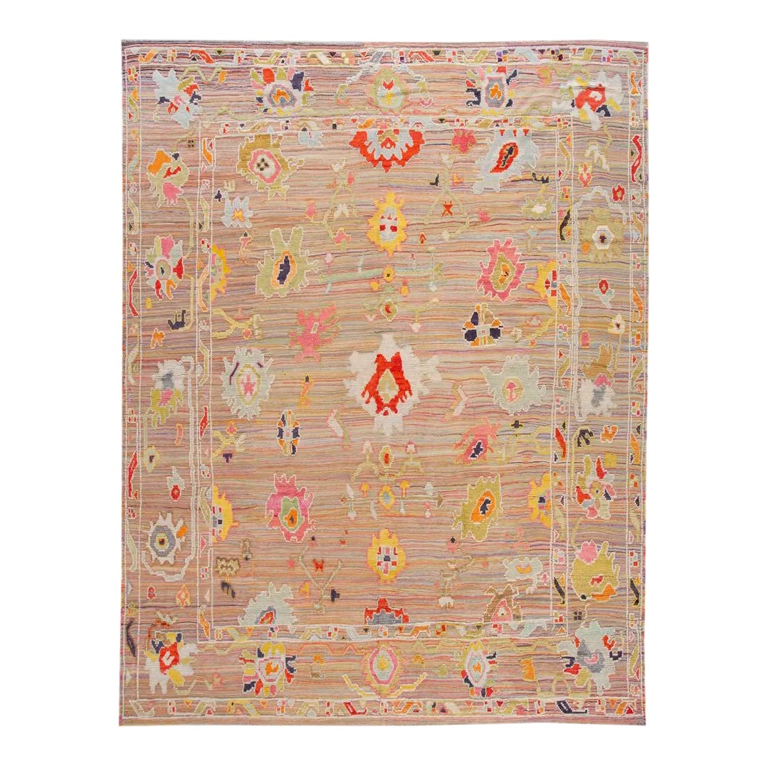 Colorful Modern Turkish Handmade Wool Rug | Chairish