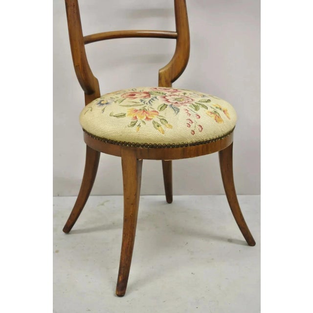 Early 20th Century Vintage Italian Biedermeier Saber Leg Accent Side Chair With Needlepoint Seat For Sale In Philadelphia - Image 6 of 12