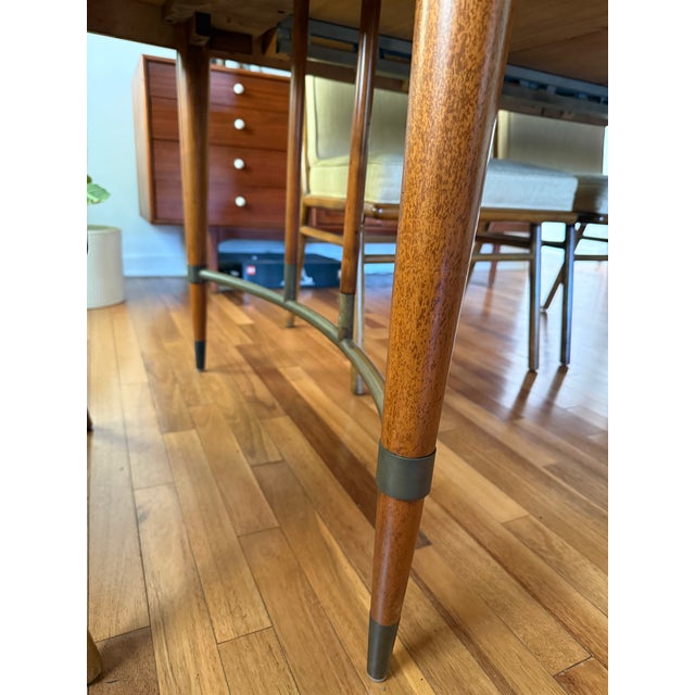 1950s Bert England Walnut and Brass Dining Table, C 1950 For Sale - Image 5 of 5