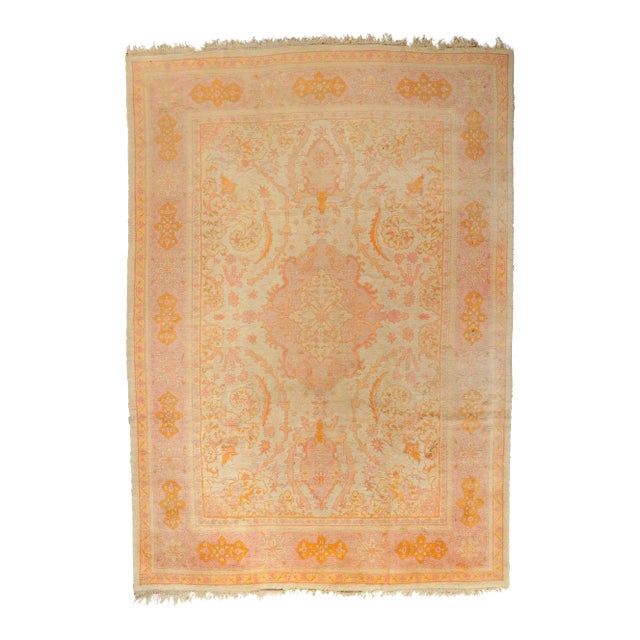 Late 19th Century Antique Turkish Oushak Rug, 10'02 X 14'07 For Sale