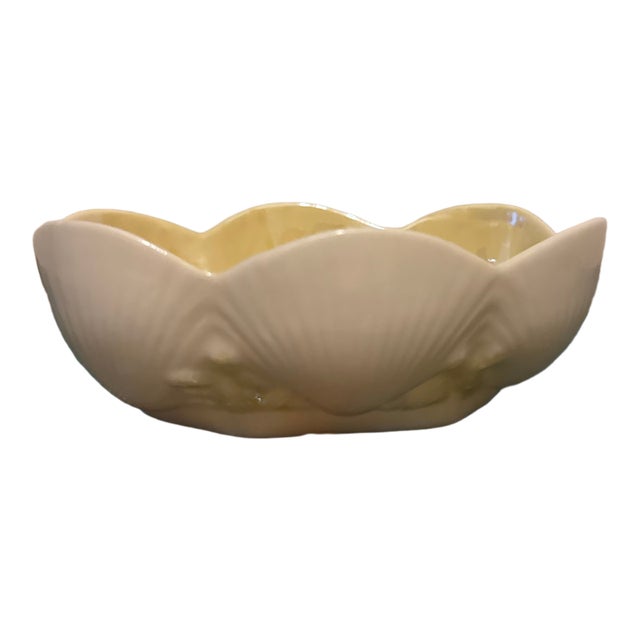 Mid-Century Irish Parian China "New Shell" Yellow Lustre Bon Bon Dish For Sale